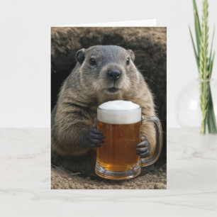 Bosh marmot verjaardag met bierpul kaart