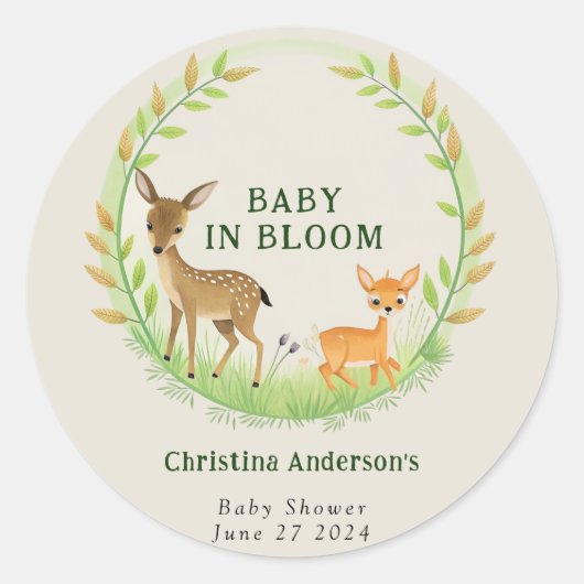 Bosherten Boskrans Schattige Baby shower Ronde Sticker (Voorkant)