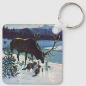  boskaarten en Elk in Winter Snow Sleutelhanger (Achterkant)