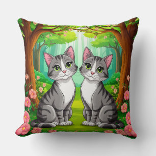 🐱 Boskatten Levendig Knus Huisstijl Kunst ✨ Kussen