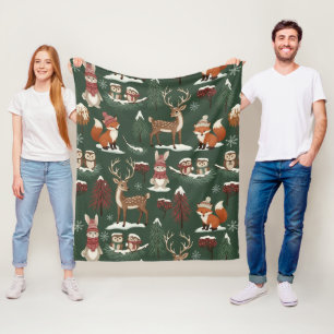 Boskerst Dieren Patroon – Mooie Winter 10 Fleece Deken