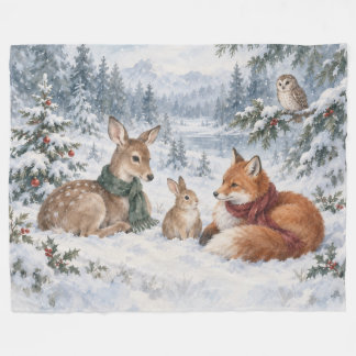 Boskerst Herten Vos Konijn & Uil Fleece Deken