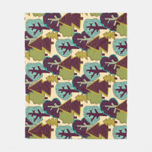 Boskleur Doodle Bomen Illustratie Fleece Deken