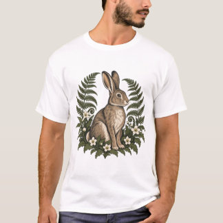 Boskonijn met varens en wilde bloemen t-shirt