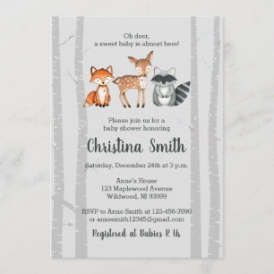 Bosland Baby shower Invitation-Waterverf Animals Kaart