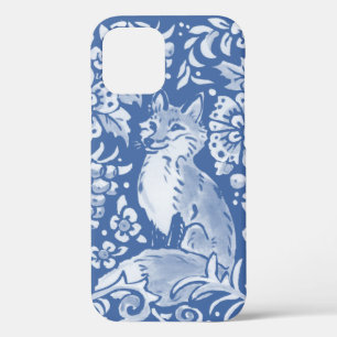 Bosland Blauw & Witte Vos Bloemig Blad Denim Schat iPhone 12 Hoesje