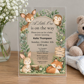 Bosland Boho Dieren Baby Shower Gebluste Acryl Uitnodigingen