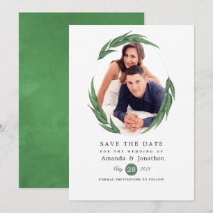 Bosland bos bruiloft groen save the date