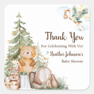 Bosland bos neutrale baby shower vierkante sticker