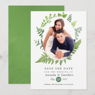 Bosland bosgroen Huwelijk Save The Date
