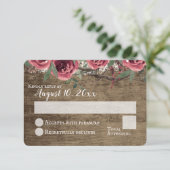 Bosland Burgundy Bloemen Rustieke Schuur Bruiloft  Kaart (Staand voorkant)