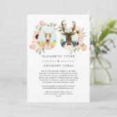 Bosland herten bruiloft gereduceerde gastlijst aankondiging (Staand voorkant)