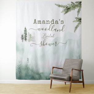 Bosland Mosachtige Weide Mist Bruiloftsdouche Wandkleed