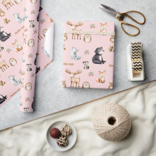 Bosland Roze Baby Shower Cadeaupapier