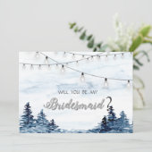 Bosland,Slingerlichten, Aquarel Bruidsmeisje Kaart (Staand voorkant)