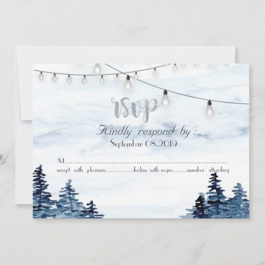 Bosland,Slingerlichtjes, Aquarel RSVP-kaart Kaart (Voorkant)
