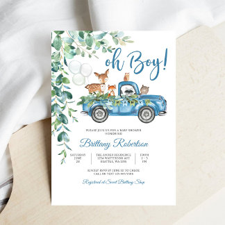 Bosland Truck Jongen Baby Borrel Uitnodiging