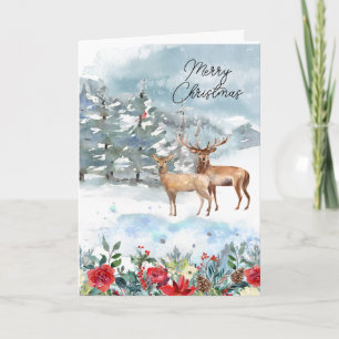 Bosland Watercolor Kerstmis Kaart