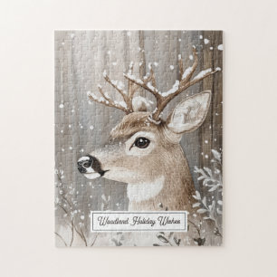 Bosland Winterhert Sneeuw Kerstmis Legpuzzel