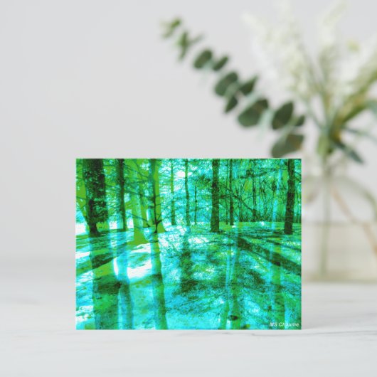 Boslandschap Abstracte bomen in Aqua en Groen Briefkaart (Staand voorkant)