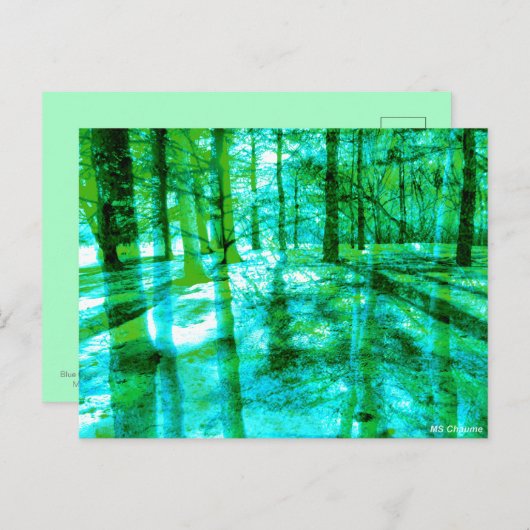 Boslandschap Abstracte bomen in Aqua en Groen Briefkaart (Voorkant / Achterkant)
