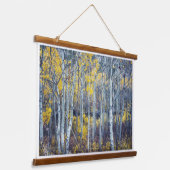 Boslandschap in het gouden herfstgebladerte hangend wandkleed (Gebogen)