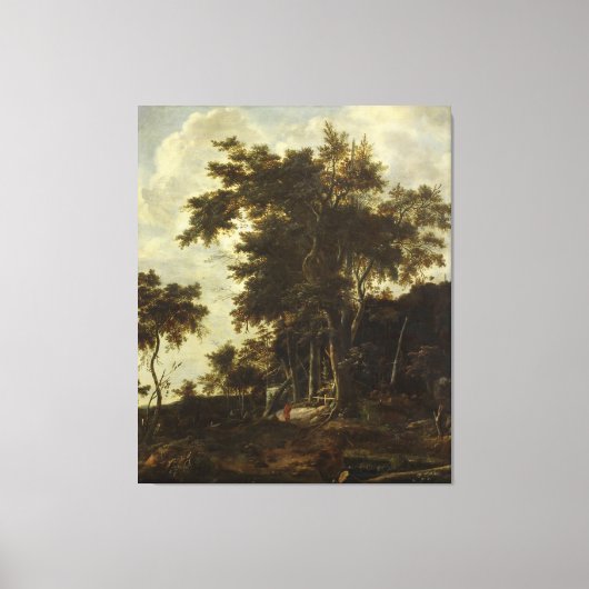 Boslandschap met een bosschuur, canvas afdruk (Voorkant)