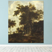 Boslandschap met een bosschuur, canvas afdruk (Insitu (Houten vloer))