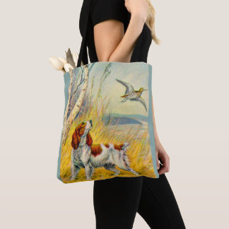 boslandschap met hond en vogel draagtas