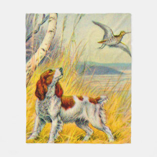 boslandschap met hond en vogel fleece deken