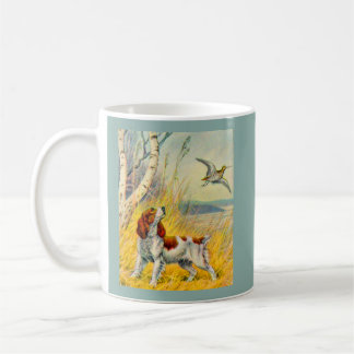 boslandschap met hond en vogel koffiemok