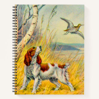 boslandschap met hond en vogel notitieboek
