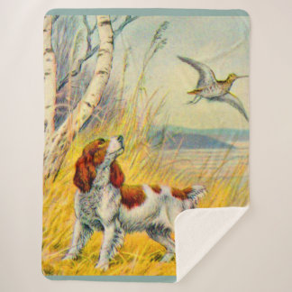 boslandschap met hond en vogel sherpa deken