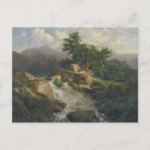 Boslandschap met waterval briefkaart