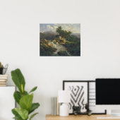Boslandschap met waterval poster (Thuiskantoor)