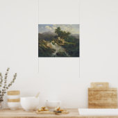 Boslandschap met waterval poster (Keuken)