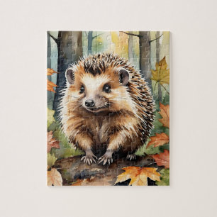 Boslandschap Waterverf Egel Herfst Dier Legpuzzel