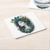 boslied vierkante kartonnen onderzetter (Schuin)