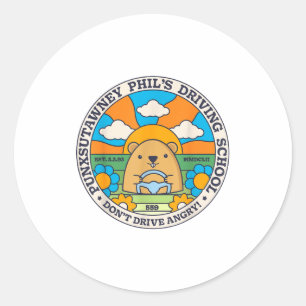 Bosmardrijfschool Funny Mannen Vrouwen Retro Staaf Ronde Sticker
