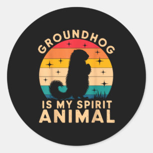 Bosmarmot Is Mijn Geestdier Bosmarmot Grondhoeder Ronde Sticker