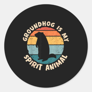 Bosmarmot Is Mijn Geestdier Grappige Bosmarmot Gro Ronde Sticker