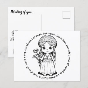 Bosmeisje met madeliefjes briefkaart