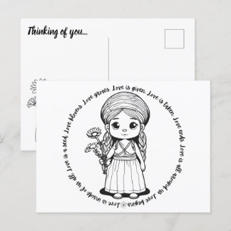 Bosmeisje met madeliefjes briefkaart
