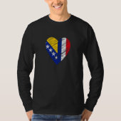 Bosnia France Heart French Flag Bosnian Flag Love T-shirt (Voorkant)