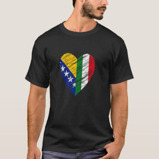 Bosnia Italy Heart Italian Flag Bosnian Flag Love  T-shirt