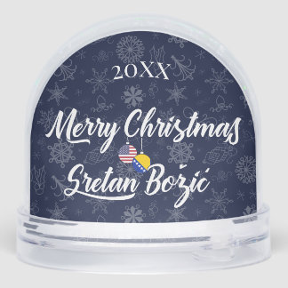 Bosnian American Bilingual Merry Christmas Sneeuwbol