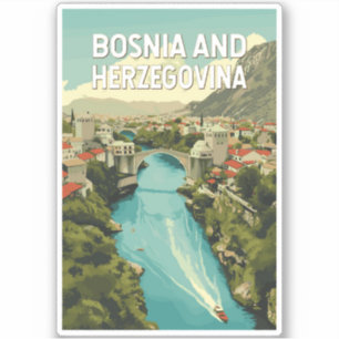 Bosnië en Herzegovina Illustratie Reiskunst Sticker