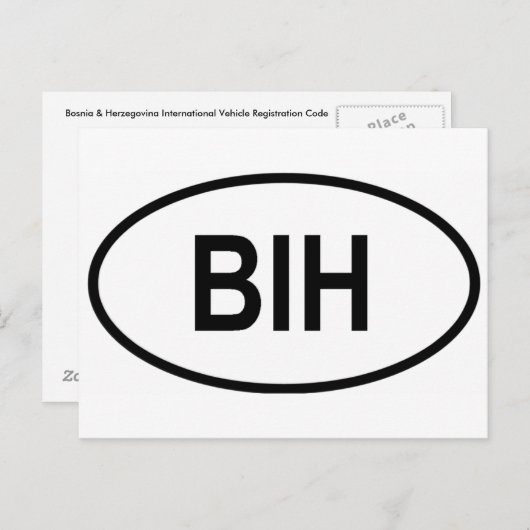 Bosnië en Herzegovina Int'l Vehicle Reg. Code Briefkaart (Voorkant / Achterkant)