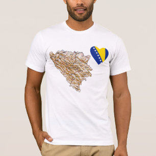 Bosnië en Herzegovina — Vlaggenhart en kaart T- T-shirt