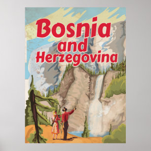 Bosnie-Herzégovine Affiche de voyage vintage